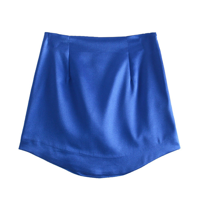 Zevity Women High Street Solid Color Side Zipper Sexy Mini Skirt Faldas Mujer Ladies Light Soft Casual Slim Chic Vestidos QUN765