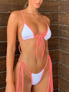 Zrtak Bikini Sexy Triangle Adjust Swimwear Women Bathing Suit Hollow Out Quality Pleated Swimsuit Female Double-Sided Bikini Set