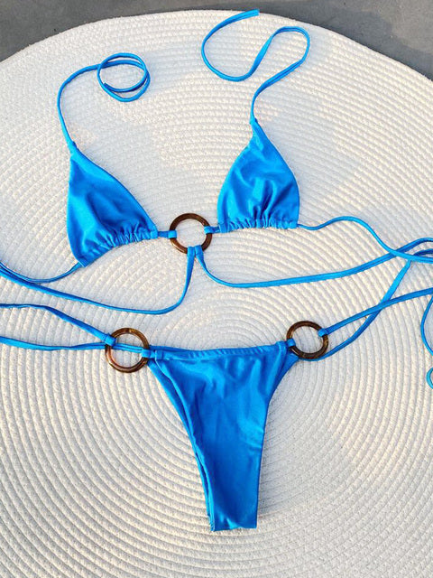 Zrtak NEW 2022 Bikinis Sexy String Adjust Swimwear Women Bath Suit Triangle Cup Bikini Sets Thong Halter Micro Swimsuit Bandage