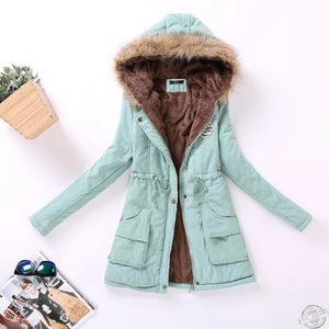 new winter military coats women cotton wadded hooded jacket medium-long casual parka thickness  XXXL quilt snow outwear