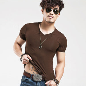 2022 Brand New Men T Shirt Tops V neck Short Sleeve Tees Men&#39;s Fashion Fitness Hot T-shirt For Male Free Shipping Size 5XL