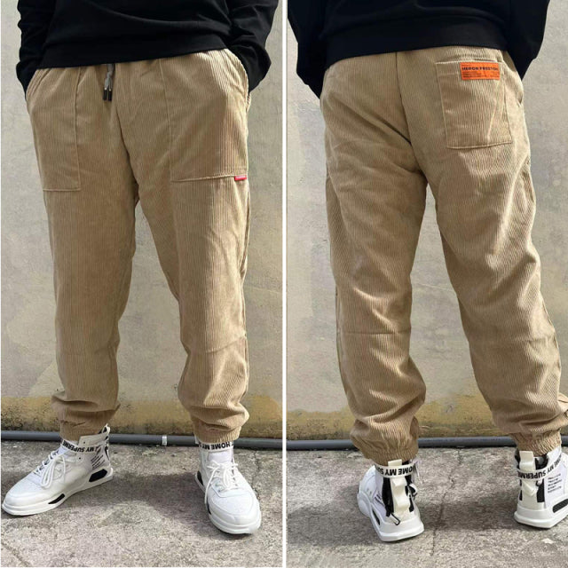 New Spring Men Trousers 2021 Elastic Waist Corduroy Pants Fashion Streetwear Outdoor Male Jogging Pants Pantalones Para Hombres