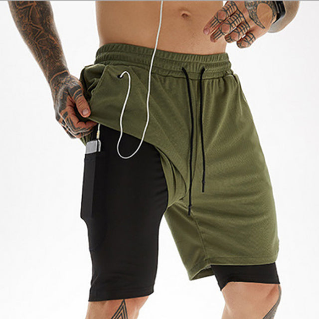 2022 Camo Running Shorts Men 2 In 1 Double-deck Quick Dry GYM Sport Shorts Fitness Jogging Workout Shorts Men Sports Short Pants